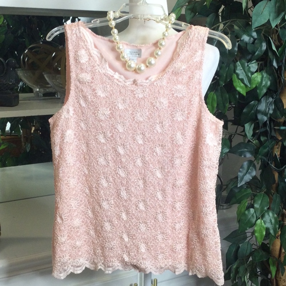 EUC Tahari Baby Pink Lace Suit Tank Top, Large